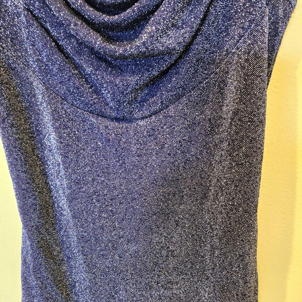 Connected Apparel Cowl Neck Spaghetti Strap Shimmering Purple Mini Dress Prom - Picture 2 of 4